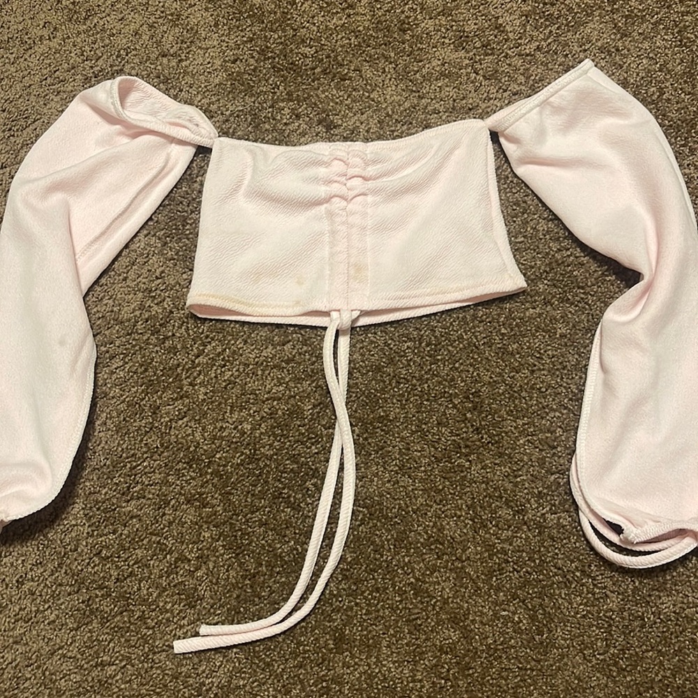 Pretty little thing crop shirt with sleeves